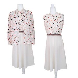 Vintage 1970's Bleeker Street Sleeveless Dress Set Size M Button Up Shirt